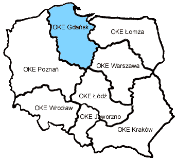Mapa Okręgowych Komisji Egzaminacyjnych